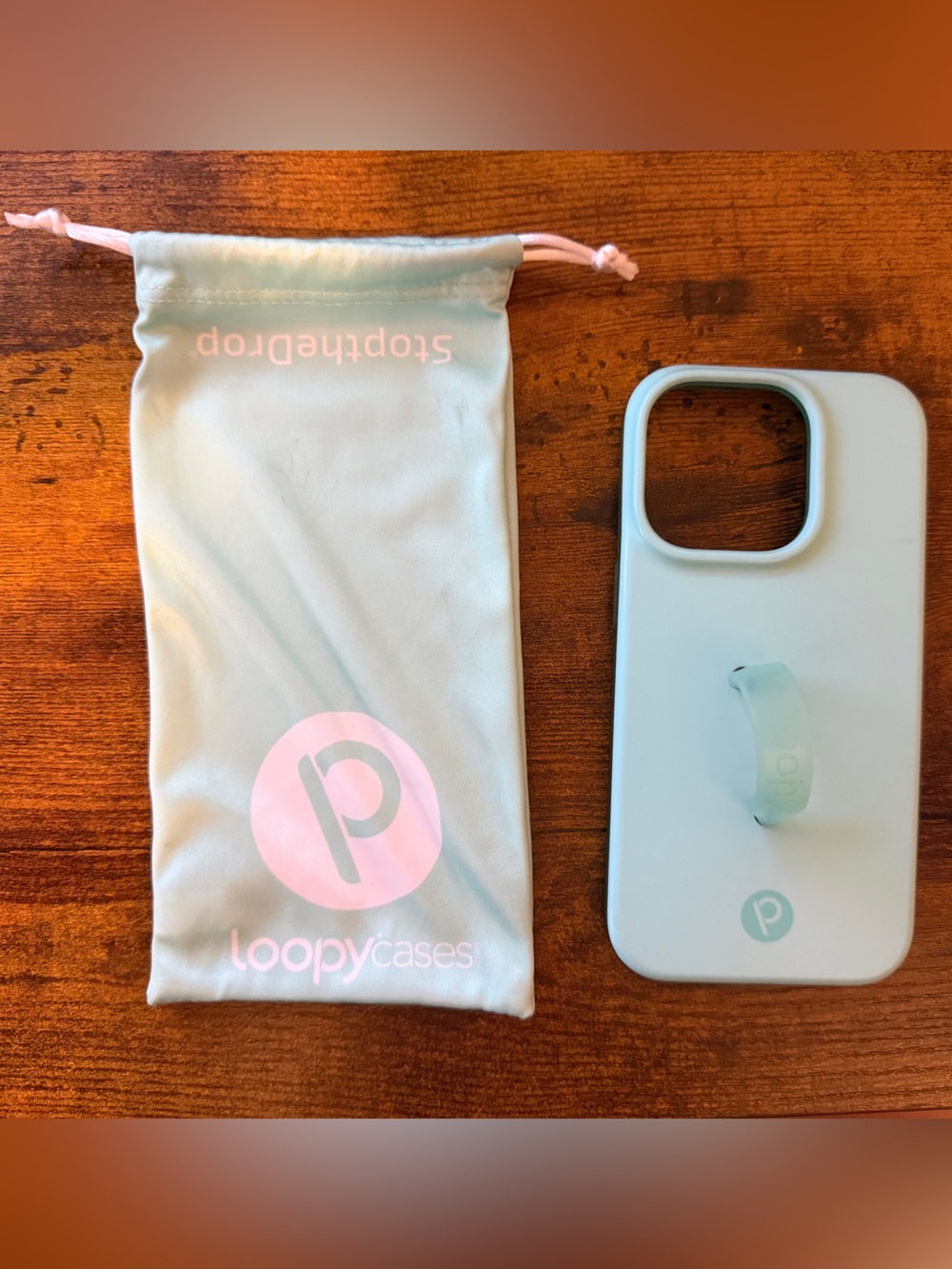 Loopy Case Light Blue iPhone Case with Finger Strap and Pouch